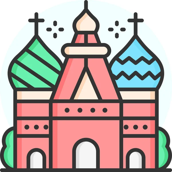 Katedrális Szent Bazsalikom Oroszország Épület Ikon Filledoutline Stílus — Stock Vector