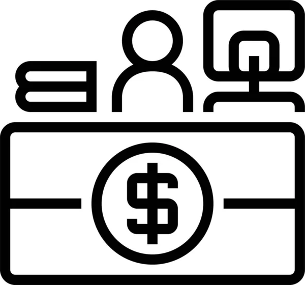 Ikona Licznika Komputerowego Callcenter Stylu Zarysu — Wektor stockowy