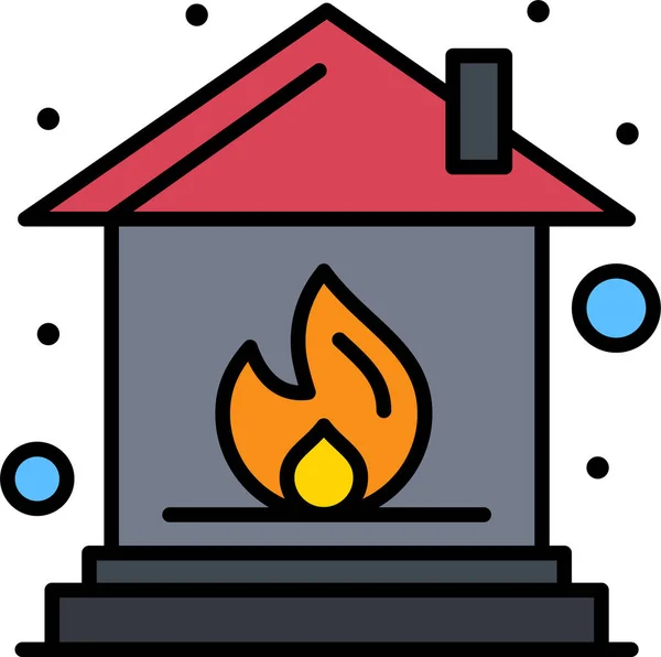 Φωτιά Σπίτι Ασφαλιστικό Εικονίδιο Στην Κατηγορία Familyhome — Διανυσματικό Αρχείο