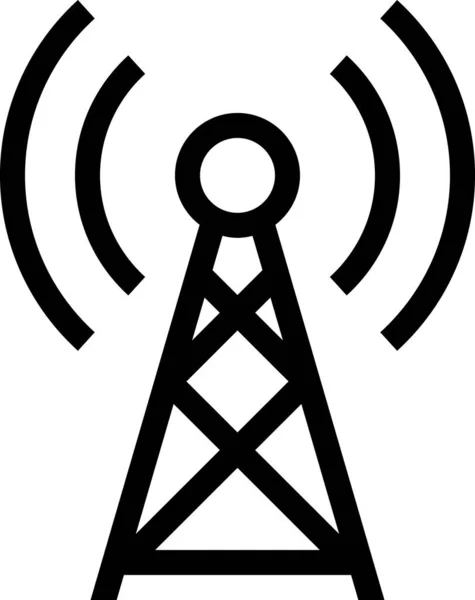 Icône Des Connexions Communication Antenne Dans Style Contour — Image vectorielle