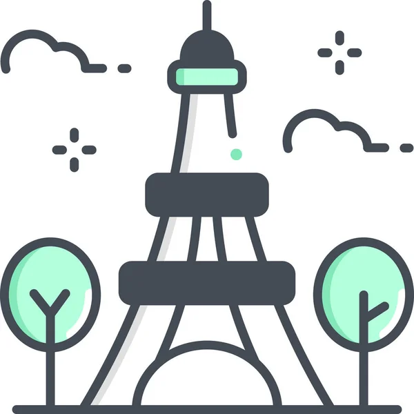Torre Eiffel Icono París Eiffel Estilo Filledoutline — Vector de stock