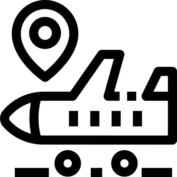 Ikona Pinu Lokalizacji Lotniska Samolotu — Wektor stockowy