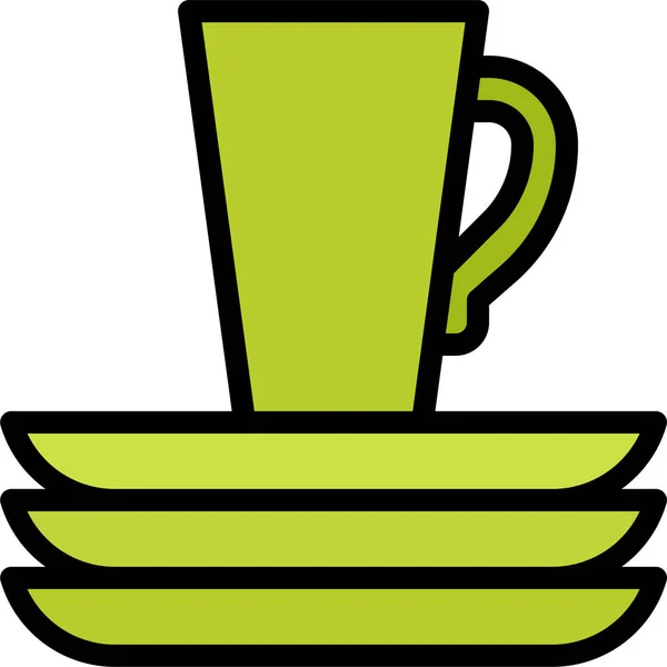 Ceramic Cup Dish Icon — Stock Vector