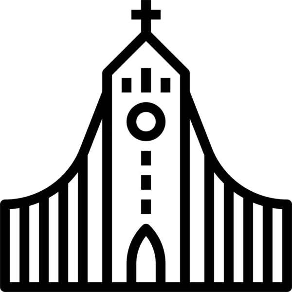 Church Hallgrimskirkja Iceland Icon Outline Style — 스톡 벡터