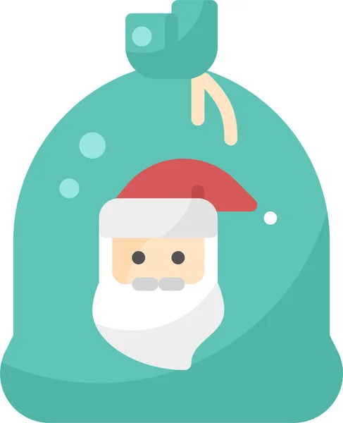 Bolsa Navidad Claus Icono Estilo Plano — Vector de stock