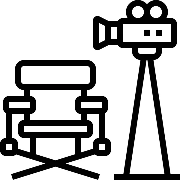 Εικονίδιο Διευθυντή Καρέκλας Φωτογραφικής Μηχανής Στυλ Περιγράμματος — Διανυσματικό Αρχείο