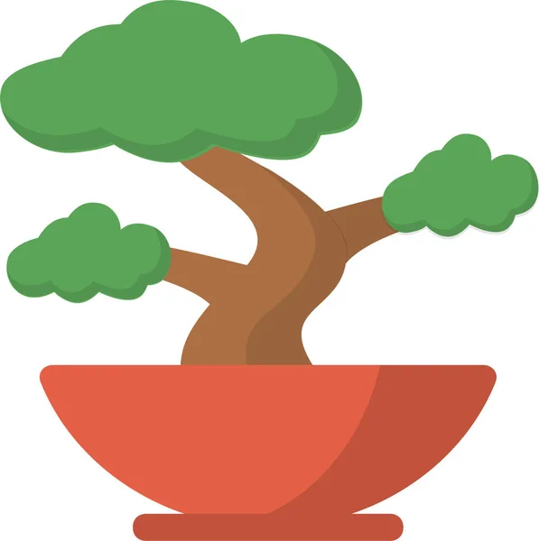 Bonsai Feng Shui Nature Icon Flat Style — Stock Vector