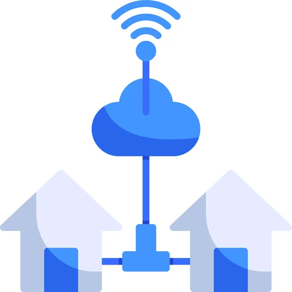 Control Nube Icono Del Hogar Estilo Plano — Archivo Imágenes Vectoriales