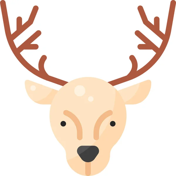 Animal Christmas Deer Icon Flat Style — Stock Vector