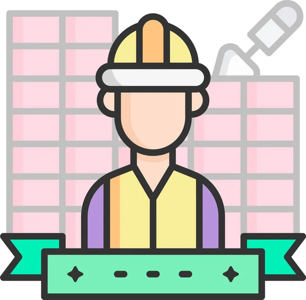 Budowniczy Cegły Ściany Rzemieślnik Ikona — Wektor stockowy