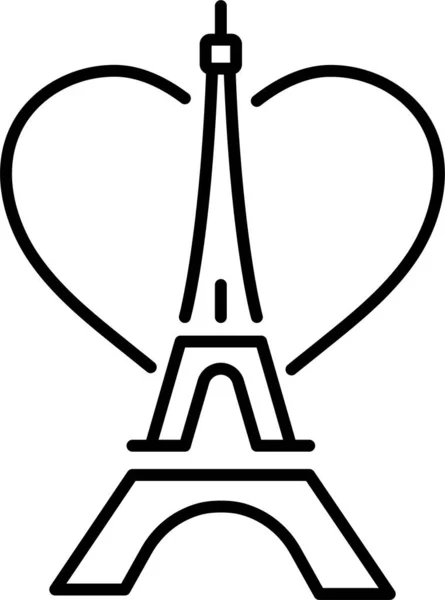 Значок Серцевої Паризької Вежі Валентинках Категорії — стоковий вектор