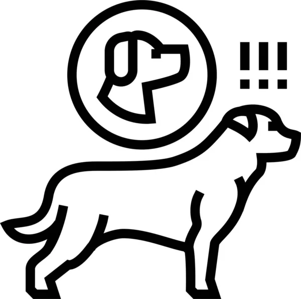 Собака Переслідує Значок Тварин Контурному Стилі — стоковий вектор