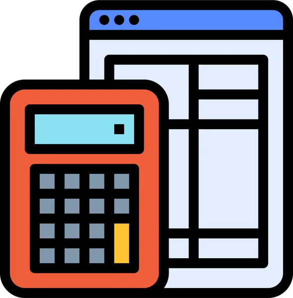 Rekening Berekenen Calculator Pictogram Filedoutline Stijl — Stockvector