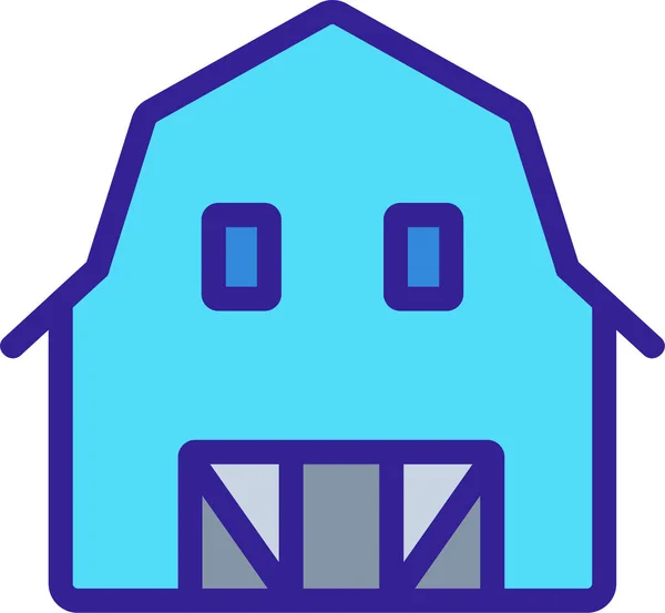 Building Contour Farmhouse Icon — Stock Vector