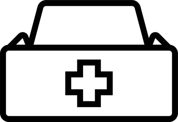 Sombrero Hospital Icono Médico Estilo Del Esquema — Vector de stock