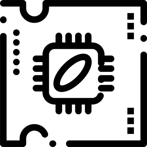 Chip Cpu Icono Microchip Estilo Esquema — Vector de stock