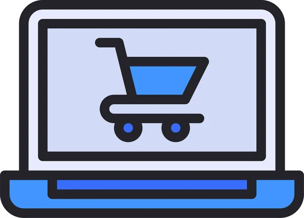 Ecommerce Cart Laptop Icon — Stock Vector