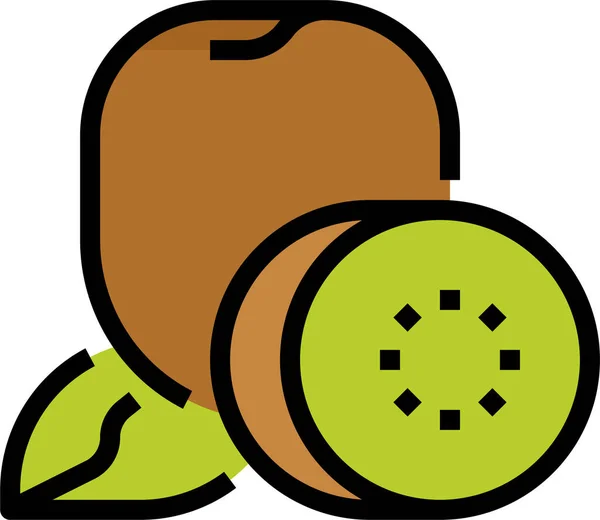 Fruit Gezonde Kiwi Icoon Filedoutline Stijl — Stockvector