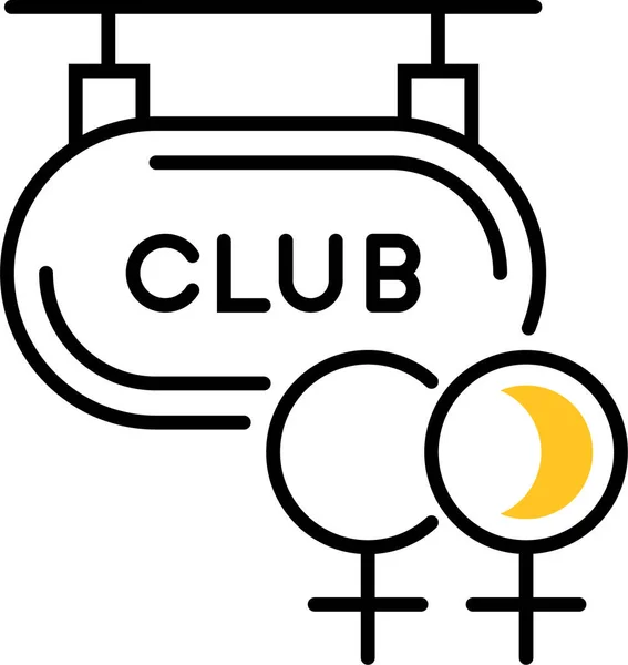 Donna Lesbica Club Icona — Vettoriale Stock