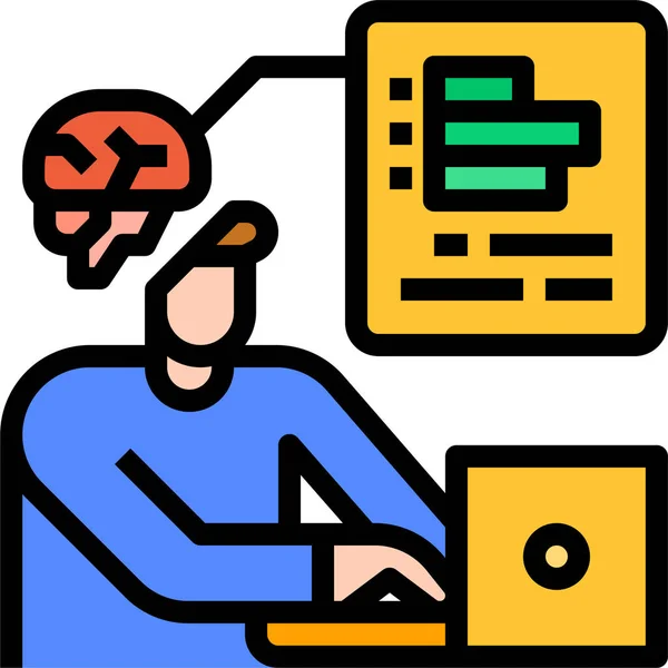 Cerveau Consommateur Ordinateur Portable Icône — Image vectorielle