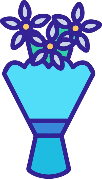 花束轮廓菊花图标 — 图库矢量图片