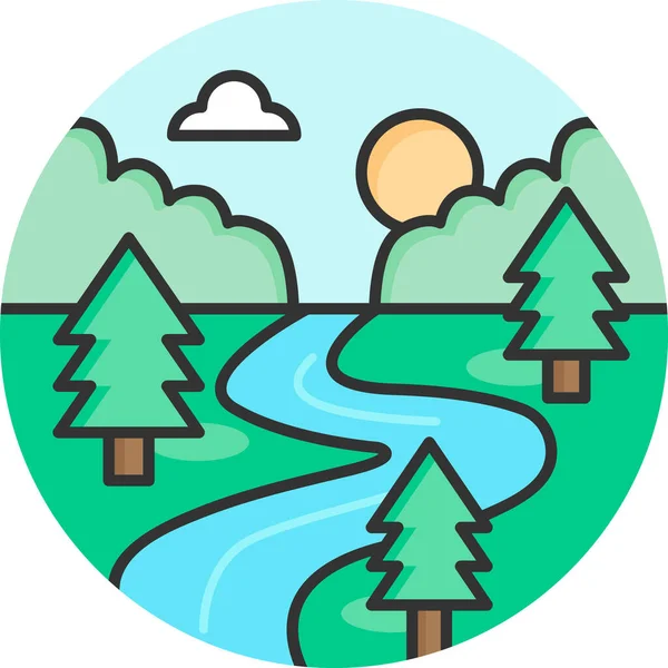 Rivier Bos Amazon Icoon — Stockvector