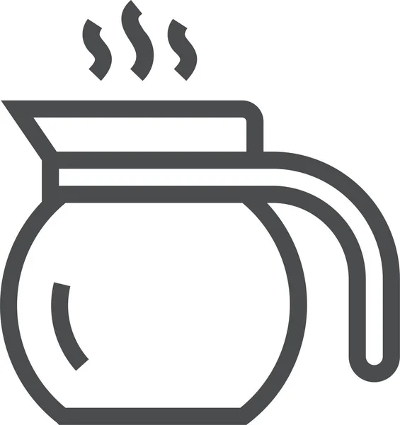 Koffie Pot Outline Icoon Grote Lijnen Stijl — Stockvector