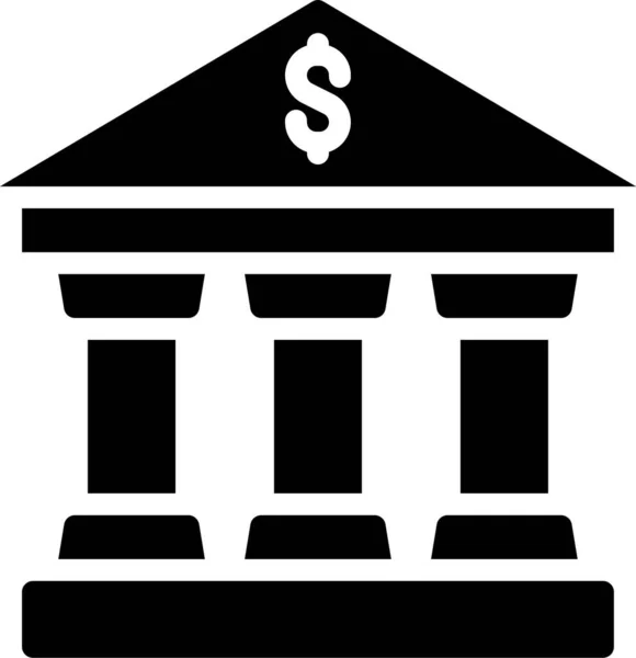 Банківське Будівництво Бізнес Значок Суцільному Стилі — стоковий вектор