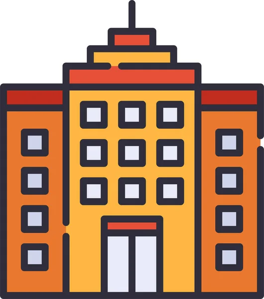 Apartment Building Hotel Icon Filledoutline Style — 图库矢量图片