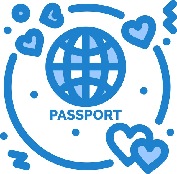 Ícone Bilhete Passaporte Lua Mel Categoria Loveromance — Vetor de Stock