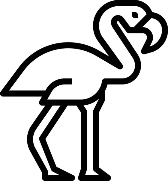 Animal Flamant Rose Icône Faune Dans Style Contour — Image vectorielle