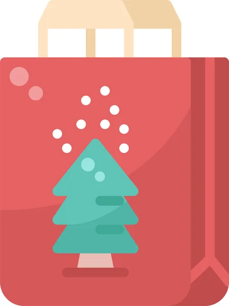 Sac Icône Cadeau Noël Dans Style Plat — Image vectorielle