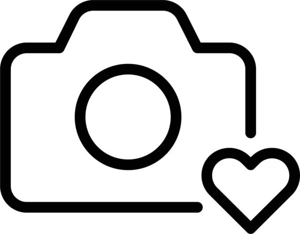 Иконка Изображения Сердца Камеры Категории Фотографии — стоковый вектор