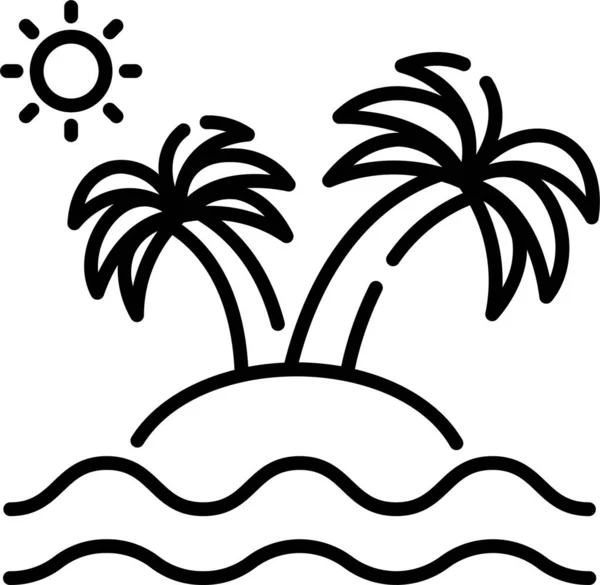 Beach Island Palms Icon Outline Style — Stockvector