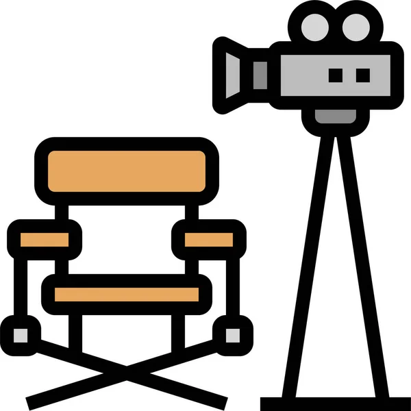 Camera Chair Director Icon Filledoutline Style — Διανυσματικό Αρχείο