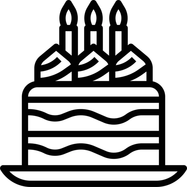 Иконка Дня Рождения Пекарни Стиле Наброска — стоковый вектор