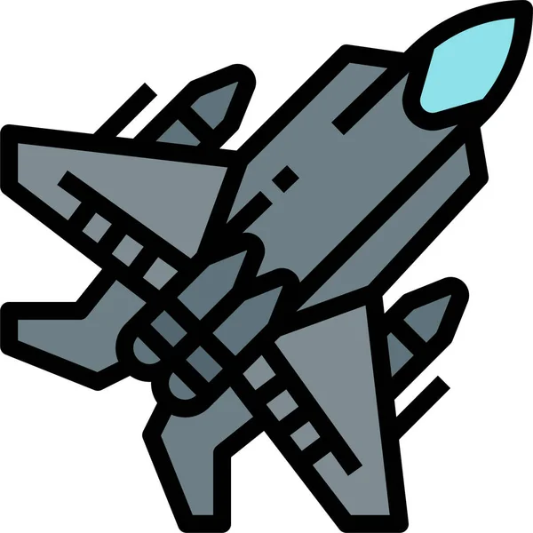 Vliegtuig F15 Jager Icoon Militaire Oorlog Categorie — Stockvector