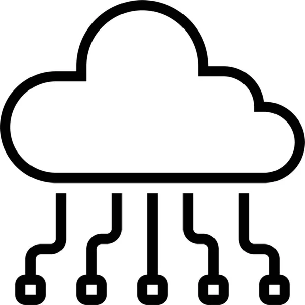 Cloud Data Opslag Icoon Grote Lijnen — Stockvector