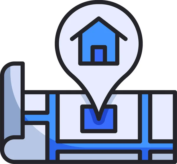 Home House Location Icon Filledoutline Style — Stock Vector