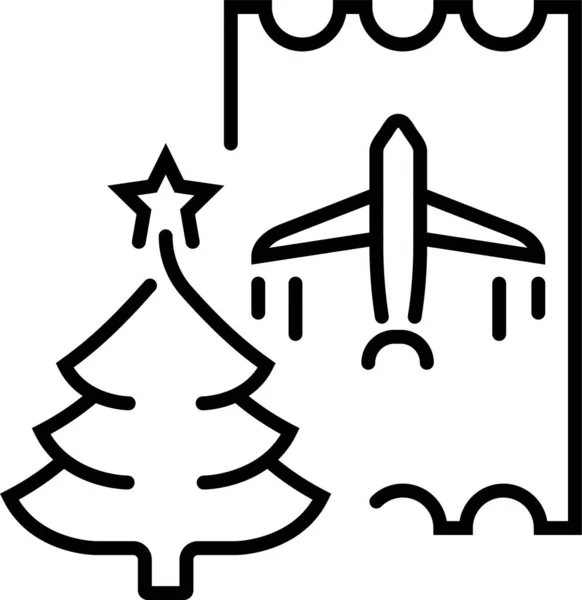 Icône Billet Avion Noël — Image vectorielle