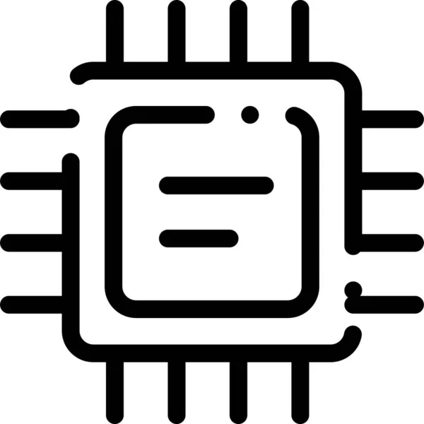 Cpu Mikrochip Prozessor Symbol Umrissstil — Stockvektor