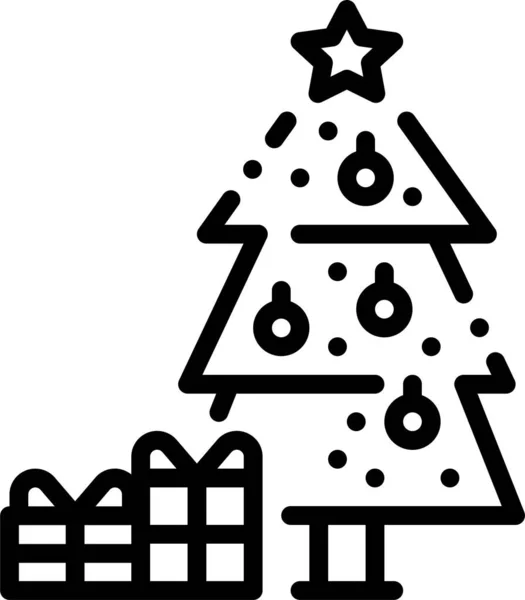 Caixa Ícone Decoração Natal Estilo Esboço — Vetor de Stock
