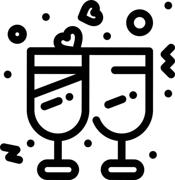 Champagne Glasses Marriage Icon Loveromance Category — Stock Vector