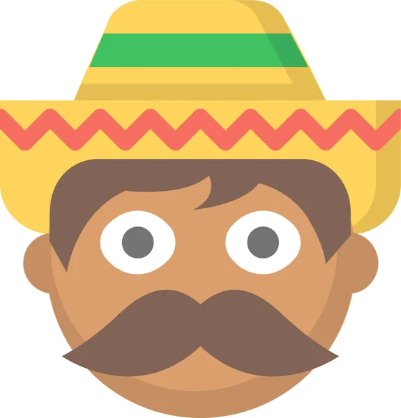 Guy Man Mexican Icon Flat Style — Image vectorielle