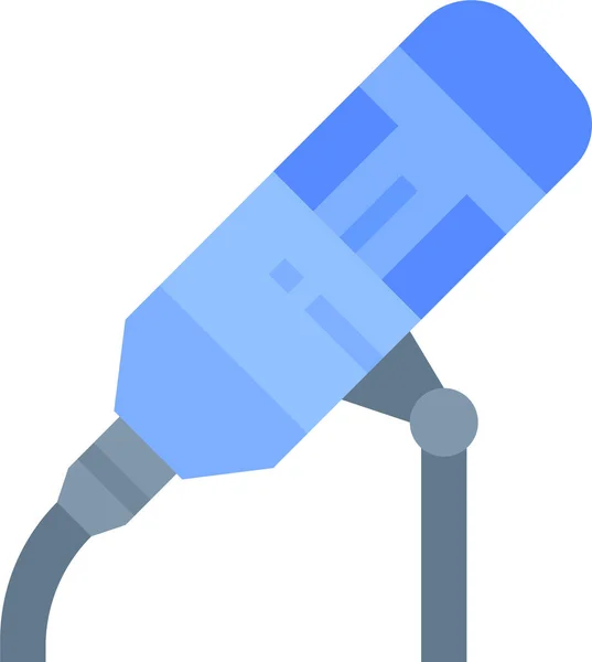 Mikrofon Multimedia Podcast Ikone Flachen Stil — Stockvektor
