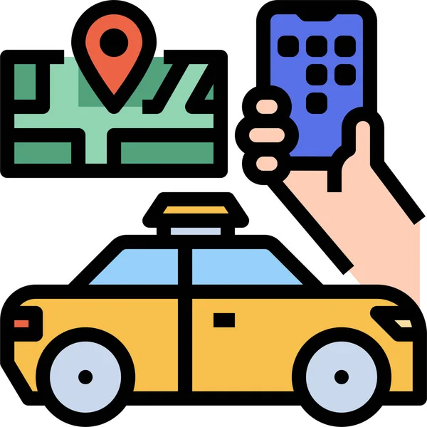 Taxi Transporte Coche Icono — Vector de stock