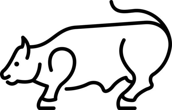 Animal Toro Icono Inversión Estilo Del Esquema — Archivo Imágenes Vectoriales