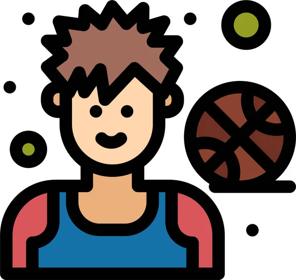 Αθλητή Avatar Μπάσκετ Εικονίδιο Fillledπερίγραμμα Στυλ — Διανυσματικό Αρχείο