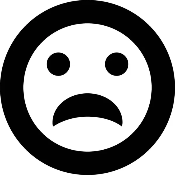 Emoticon Mračí Smutnou Ikonu Pevném Stylu — Stockový vektor