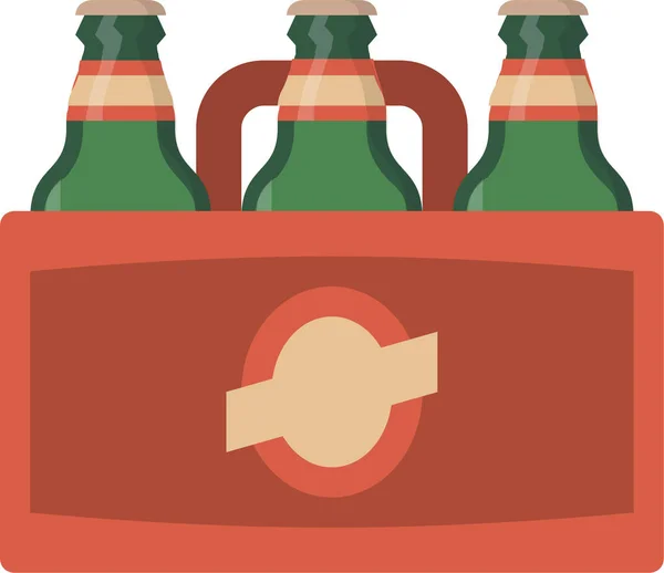 Beer Bottle Case Icon Flat Style — Stock Vector